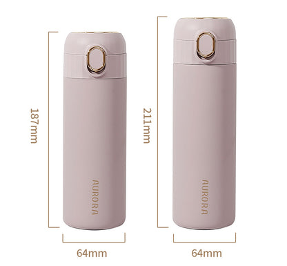 Sleek Matte Flip-Top Insulated Water Bottle with Straw & Gold Accent