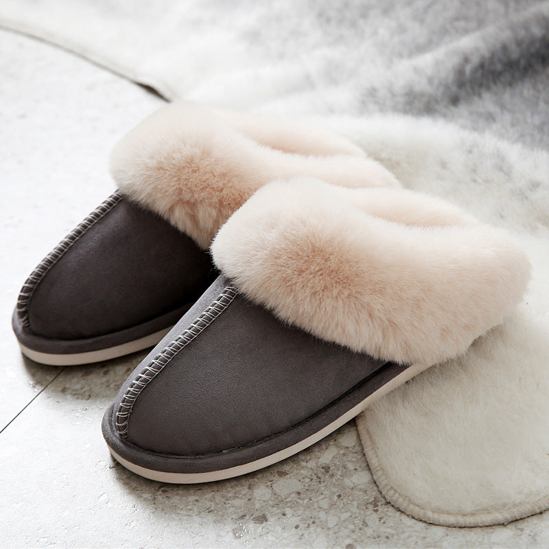 Faux Fur Trimmed Plush Winter Slippers – Unisex, Closed Toe Slippers