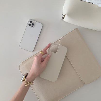 Minimalist Beige Laptop Sleeve Bag with Soft Protective Case