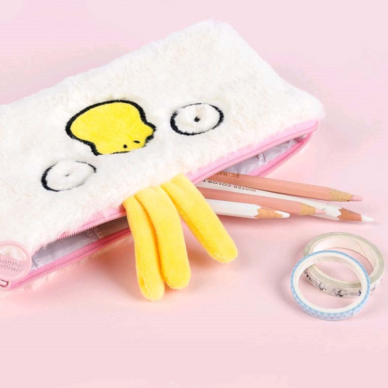 Cute Plush Animal Zipper Pencil Cases in Bunny, Croc, Duck, and Panda Variants