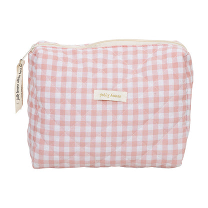 Large Quilted Cosmetic Bag with Cute Gingham, Corduroy & Floral Patterns