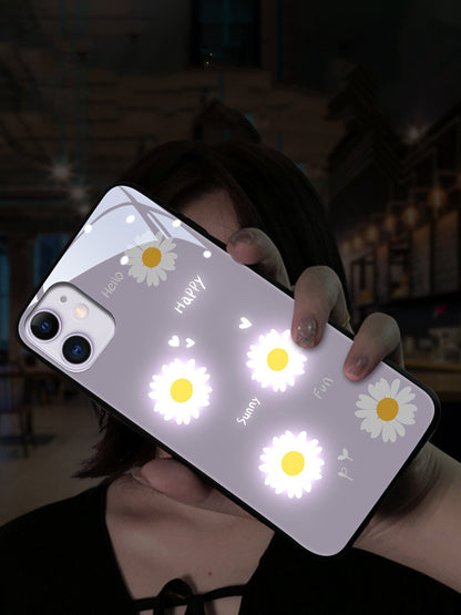 Glossy Luminous TPU Phone Case with Daisies & Avocado Design