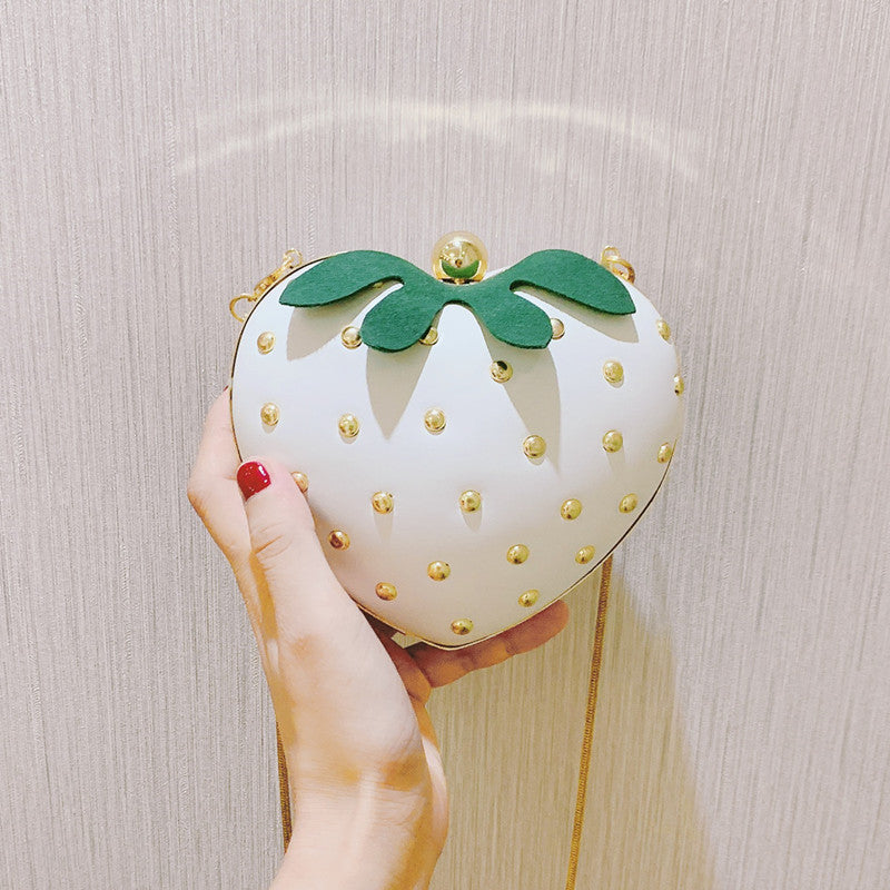 Colorful Strawberry-Shaped Leather Chain Shoulder Bags for Women