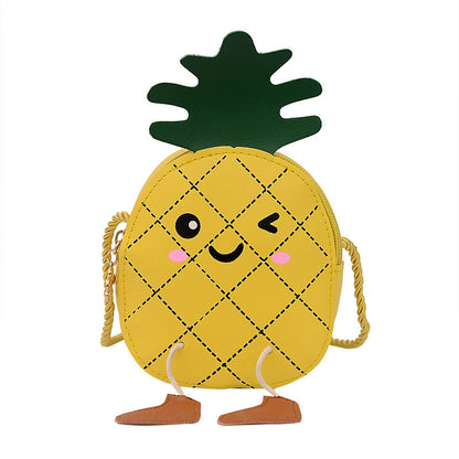 Cute Leather Kids Coin Purse with Zipper & Fun Pineapple Design