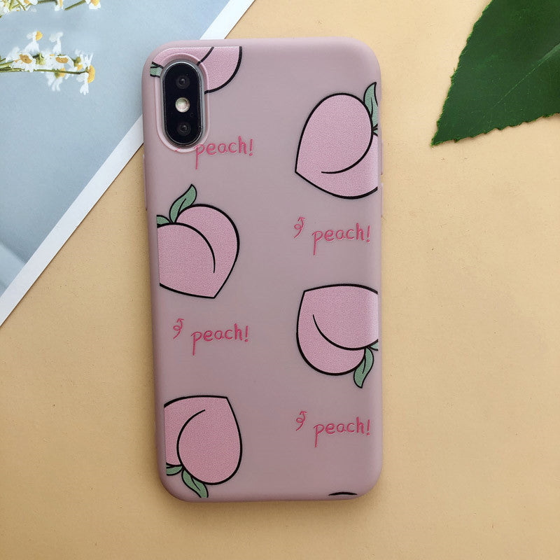 Cute Silicone Peach & Flower Phone Case – Pink & Green Variants