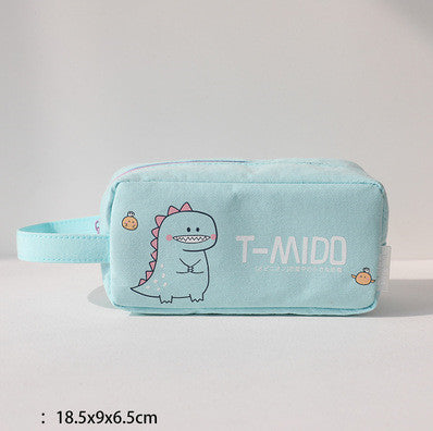 Cartoon Dinosaur Pencil Case - Fun Pastel Stationery Bag in 4 Colors