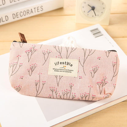 Cute Small Floral Zipper Pencil Pouch in Soft Pastel Tones