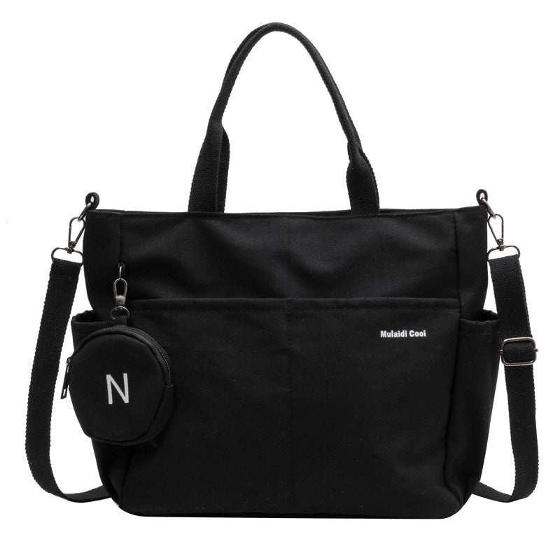 Crossbody Tote Bag Styled in Black, White & Khaki | Women's Nylon Tote Bag