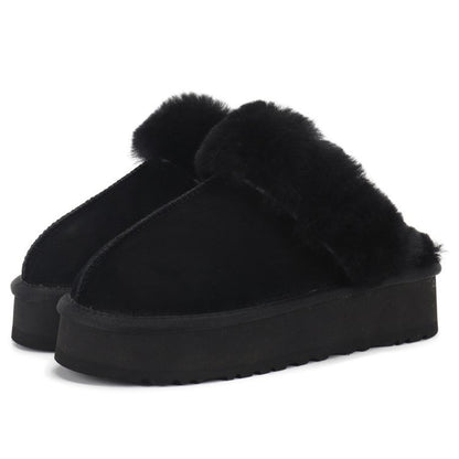 Furry Closed-Toe Non-Slip Slippers for Women – Thick Sole Comfort