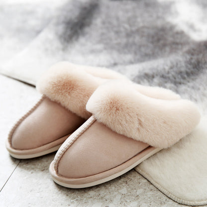 Faux Fur Trimmed Plush Winter Slippers – Unisex, Closed Toe Slippers