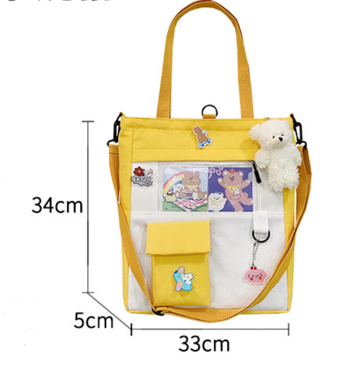 Unisex Large-Capacity Canvas Tote Bag - Multi Pocket Design