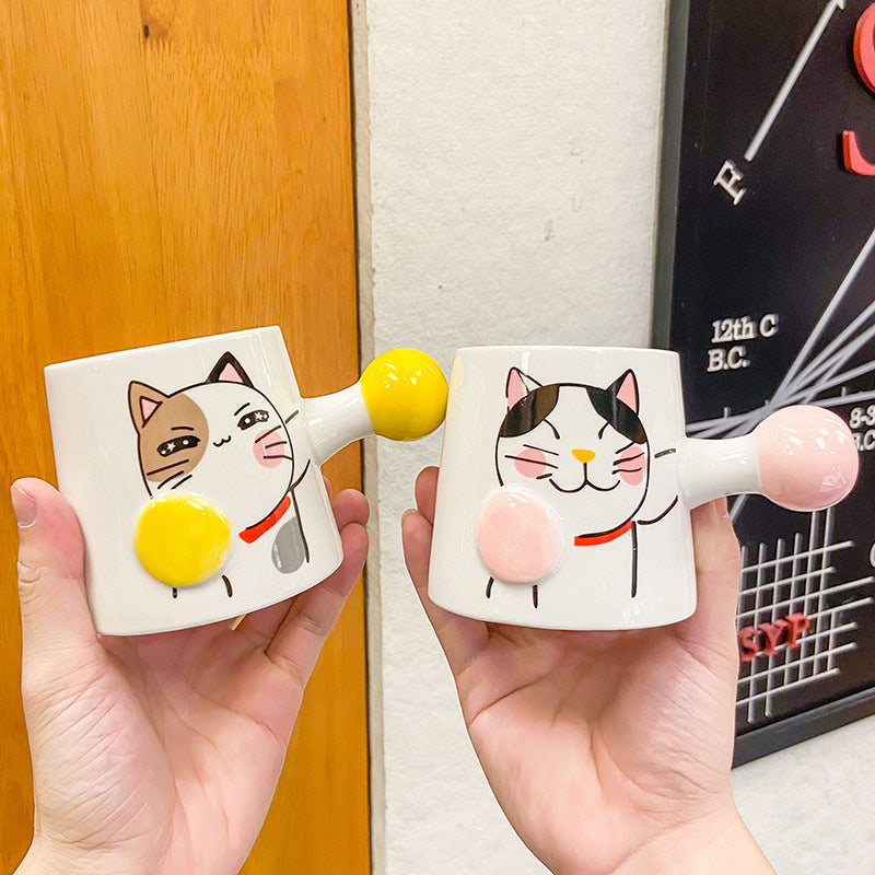 Cute Ceramic Boxing Cat Mugs in Colorful and Creative Design