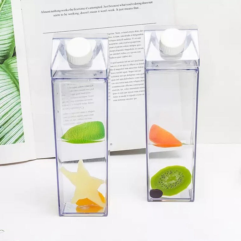 Transparent Milk Carton Water Bottle with Twist Cap