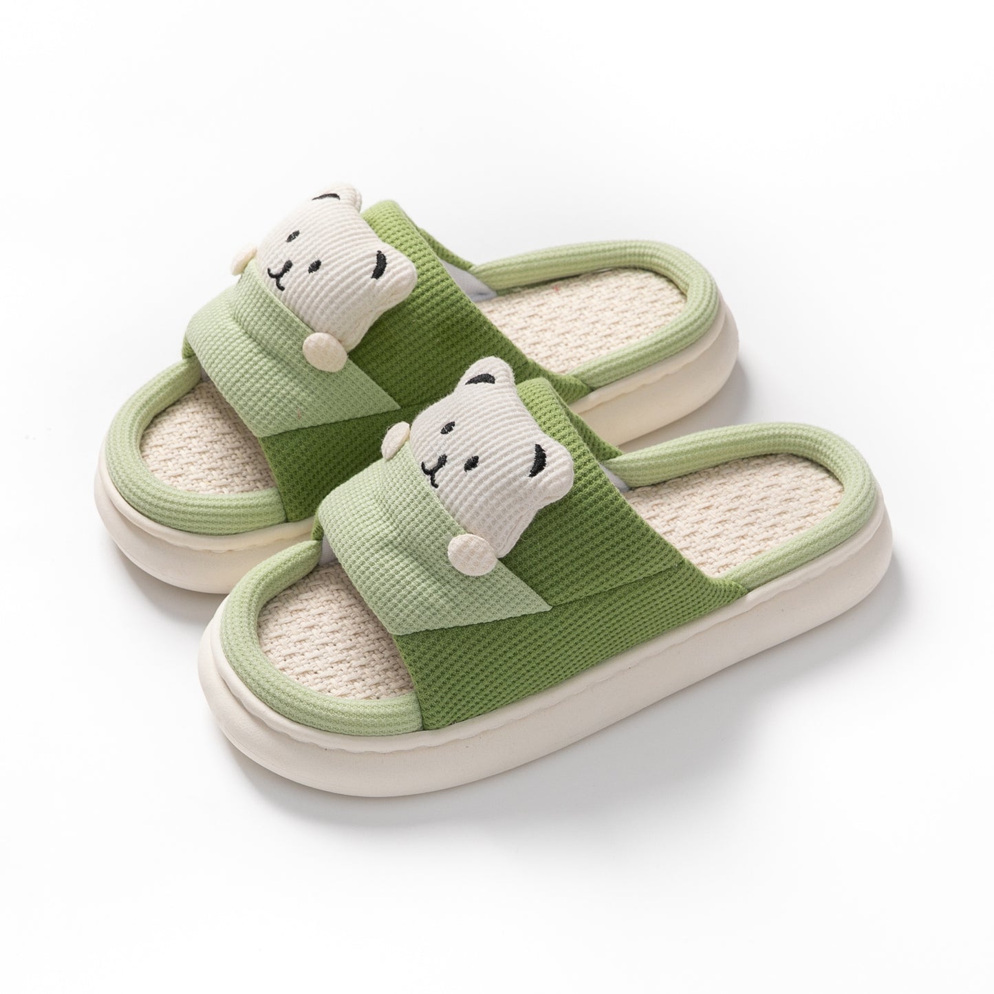 Cute Bear Plush Unisex Slippers – Thick Sole Indoor Bedroom Slippers