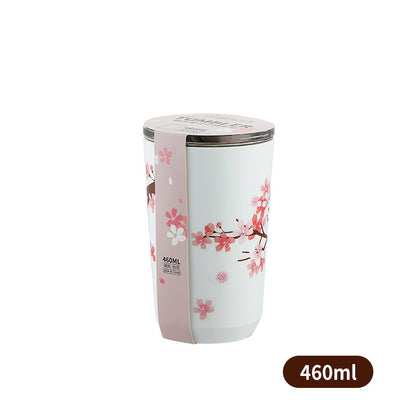 Cherry Blossom Stainless Steel Tea & Coffee Tumbler – Portable Cup