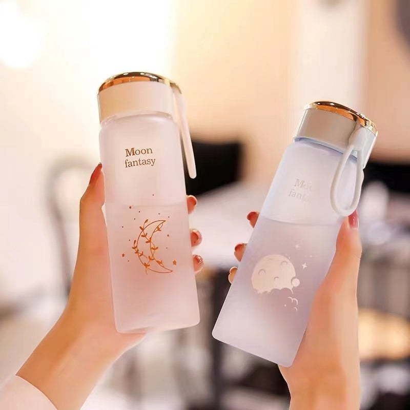 Moon Fantasy Frosted Small Water Bottle with Gold Lid