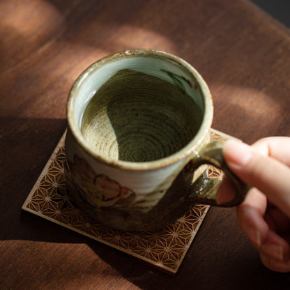 Hand-Painted Japanese Ceramic Mugs – Cute Floral and Fruit Design