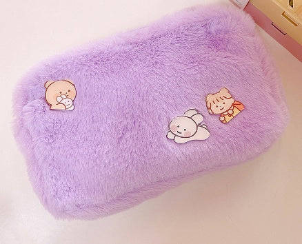 Adorable Plush Zipper Cute Makeup Pouch with Cartoon Prints