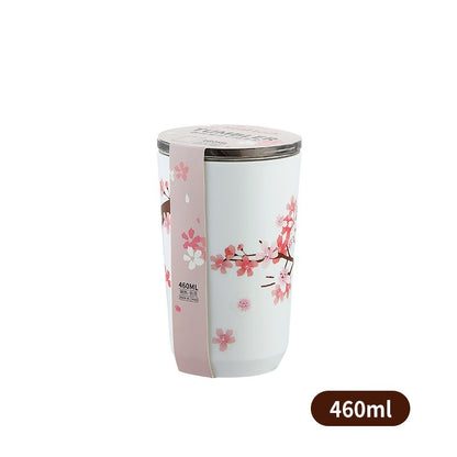 Cherry Blossom Stainless Steel Tea & Coffee Tumbler – Portable Cup
