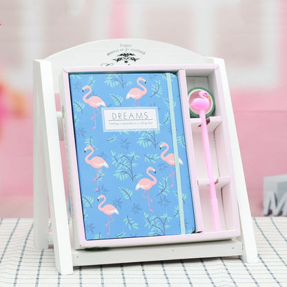 Cute Blue Flamingo Diary with Dreamy Pastel Design & Pen Set