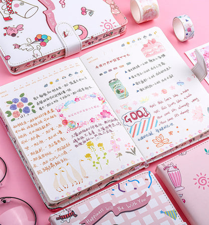 Cute Pastel Diary with Adorable Cartoon Designs