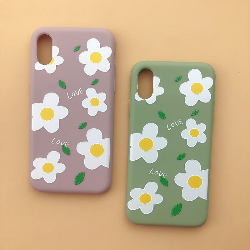 Cute Silicone Peach & Flower Phone Case – Pink & Green Variants