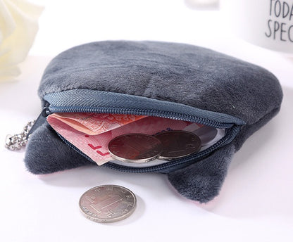 Cute Plush Cat Coin Purse Keychain in Small Zipper Pocket Pouch Design