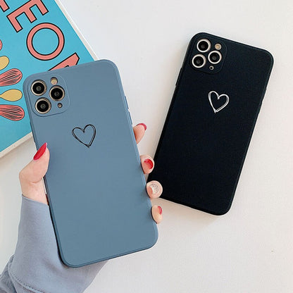 Minimal Heart Silicone Phone Case with Soft Matte Design