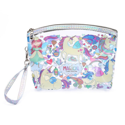 Small Waterproof Alpaca & Unicorn Cosmetic Bag with Transparent Design