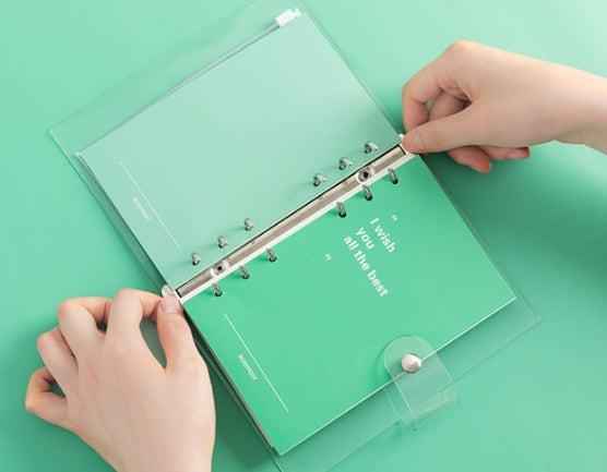 Mini Transparent Spiral Notebook with Colorful Stickers & Snap Closure