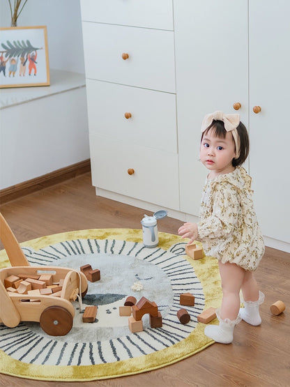 Cute Circular Lion Rug for Children's Rooms - Soft and Playful