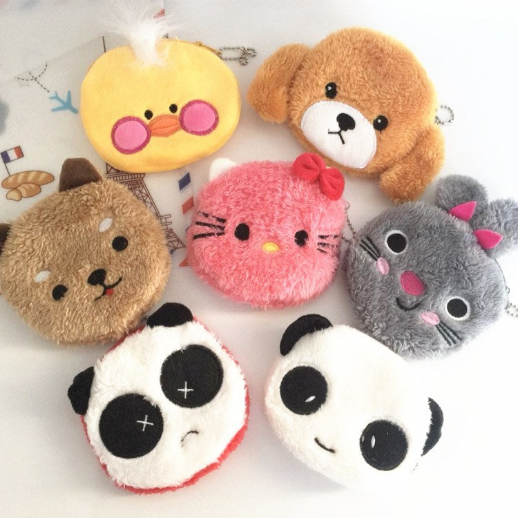 Cute Plush Animal Zipper Coin Purse in Small, Soft, and Colorful Designs