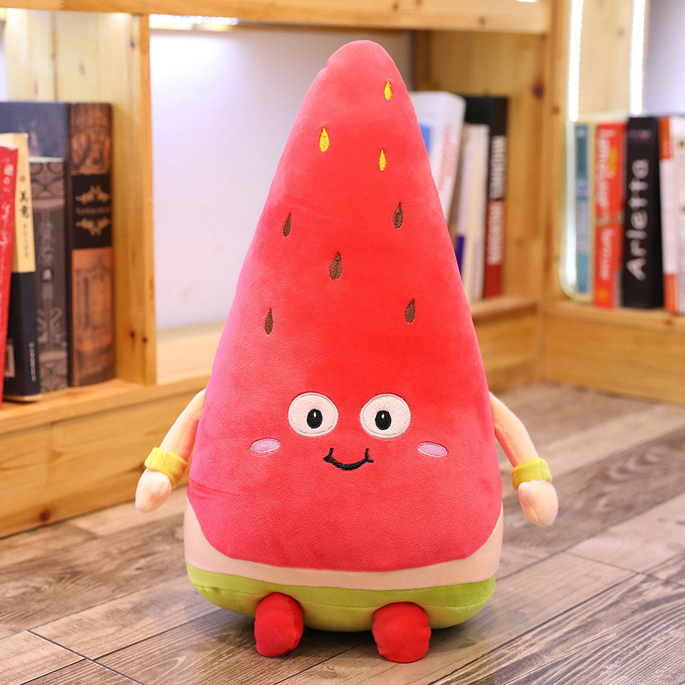 Large Fruit & Mushroom Plush Toy Set Featuring Watermelon, Orange & More