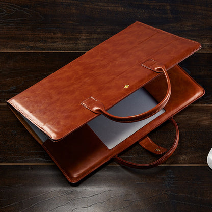 Elegant Leather Laptop Sleeve with Handle for 12-15 Inch Devices