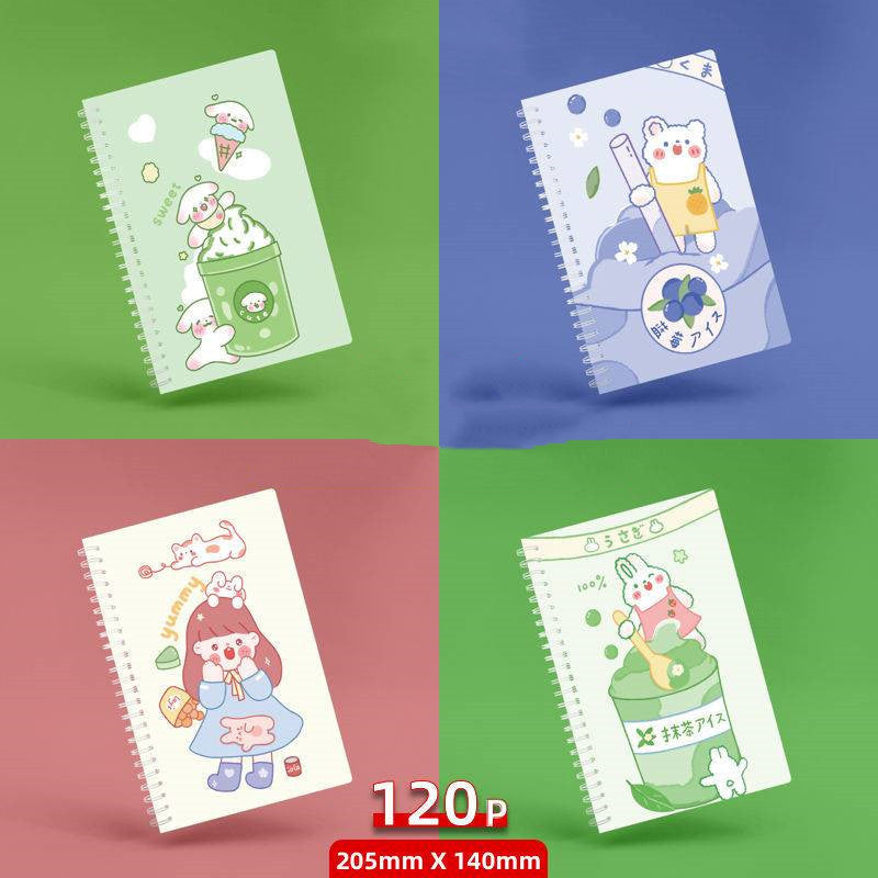 Minimalist A5 Spiral Notebook with Playful Cartoon Covers