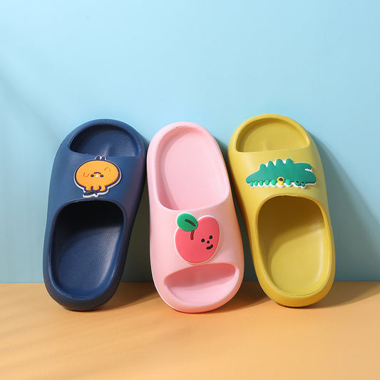 Soft Non-Slip Kids Slippers – Cute Fruit & Dino Rubber Slides