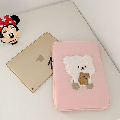 Pink Bear-Themed 11/13 Inch Cute Laptop Sleeve with Zipper