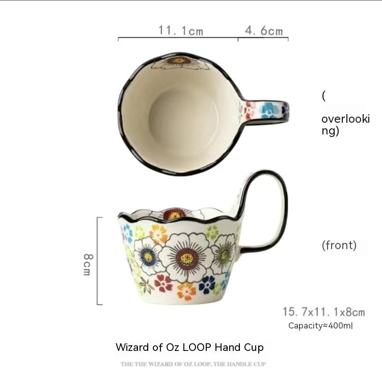 Hand-Painted Floral Ceramic Tea Cups – Colorful and Artistic Design