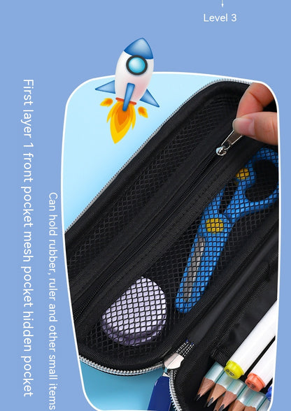 3D Zipper Pencil Case with Bright Cartoon Designs & Large Capacity