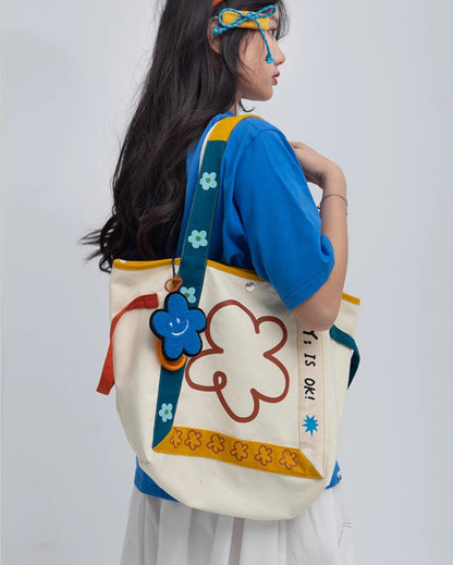 Sweet Floral Tote Bag | Large Capacity Women's Canvas Tote Bag