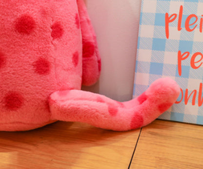 Cuddly Polka Dots Stuffed Cat Toy in Cute Pink & Black Cat Plush Toy Variant