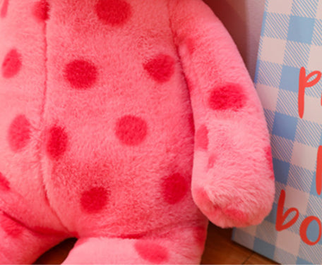 Cuddly Polka Dots Stuffed Cat Toy in Cute Pink & Black Cat Plush Toy Variant