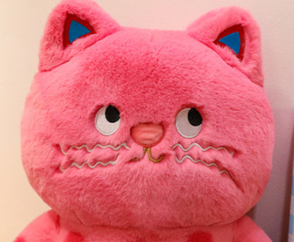 Cuddly Polka Dots Stuffed Cat Toy in Cute Pink & Black Cat Plush Toy Variant