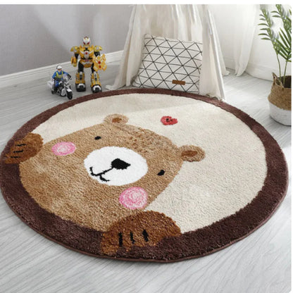 Cute Round Animal Print Carpets for Childrens Room (Bear, Giraffe and Dino)