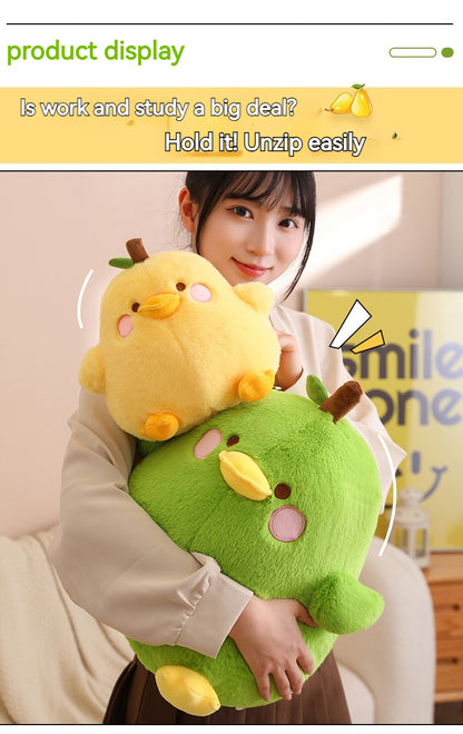 Round Cute & Fluffy Chick & Pear-Shaped Duck Plush Toy