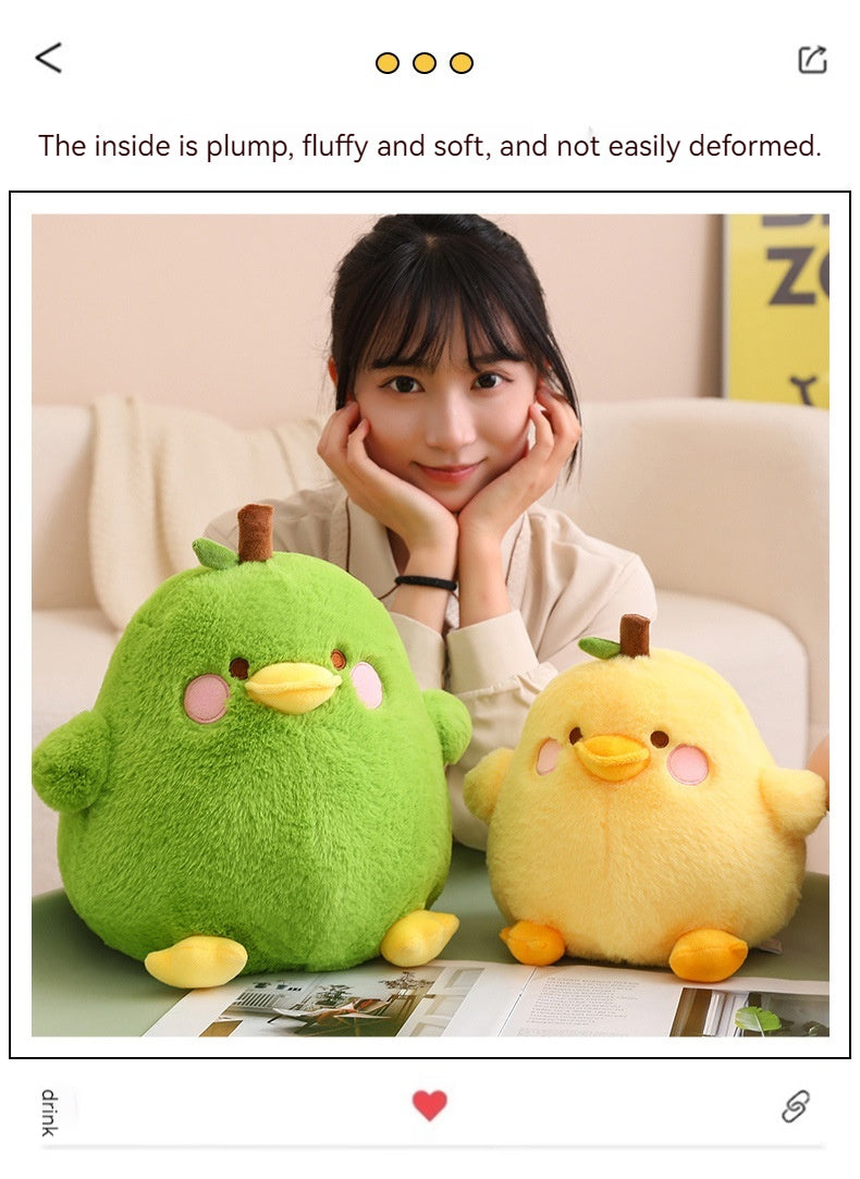 Round Cute & Fluffy Chick & Pear-Shaped Duck Plush Toy