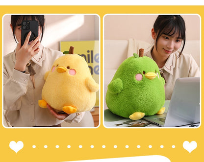 Round Cute & Fluffy Chick & Pear-Shaped Duck Plush Toy