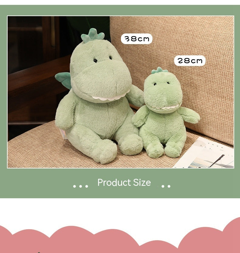 Cute Green Dinosaur Plush Toys Set with Wings & Crown Design