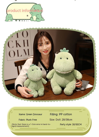 Cute Green Dinosaur Plush Toys Set with Wings & Crown Design