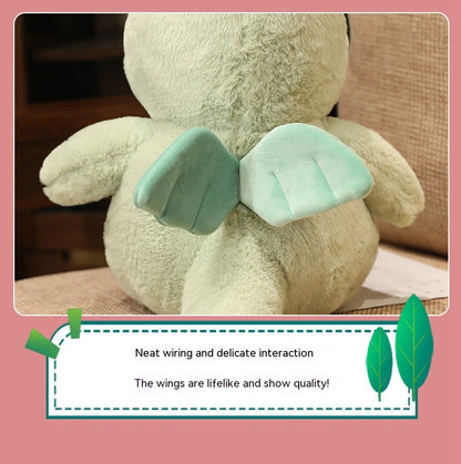 Cute Green Dinosaur Plush Toys Set with Wings & Crown Design